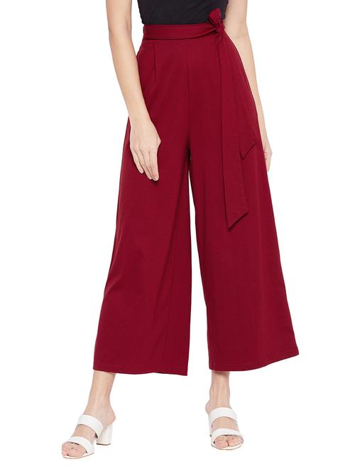 tie front solid palazzo - 18370112 - Very Small Image - 1