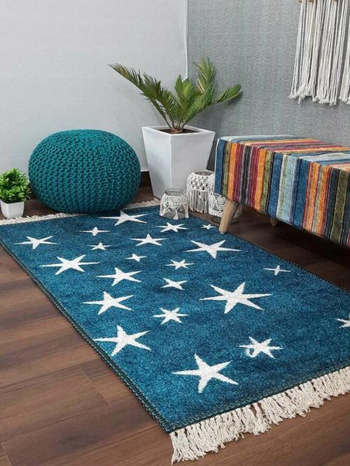 avioni washable luxury carpets - kids collection -stars in room: faux silk / multiple sizes - 18370412 - Very Small Image - 1
