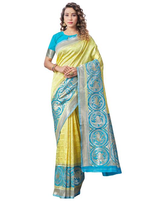 multi colored silk blend banarasi saree - 18370984 - Very Small Image - 1