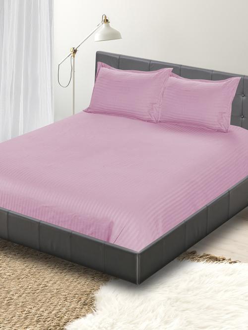 shahi decor pure cotton bedsheet 90x108 inches with 2 pillow covers 17x27 inches ( pink, machine washable ) - 18371089 - Very Small Image - 1