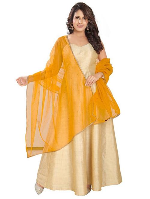 yellow net dupatta - 18371319 - Very Small Image - 1