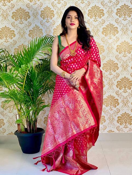 jacquard work banarasi saree with blouse - 18372087 - Very Small Image - 1
