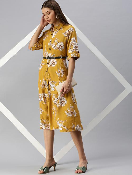 three quarter sleeved printed shirt dress - 18372196 - Very Small Image - 1