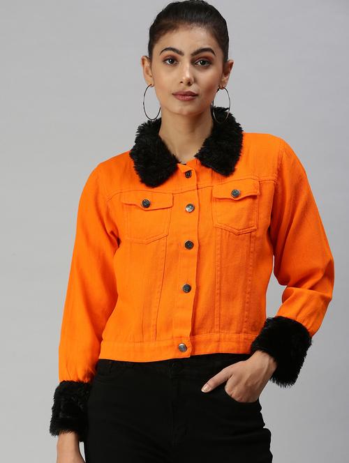 fur embellished denim jacket - 18372246 - Very Small Image - 1