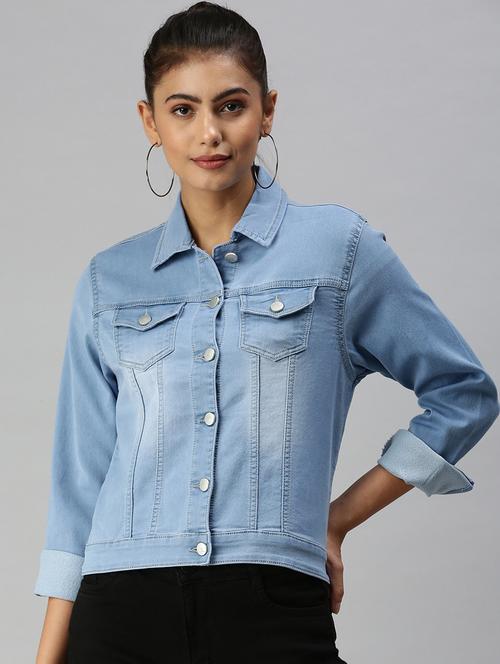 light blue washed denim summer jacket - 18372262 - Very Small Image - 1