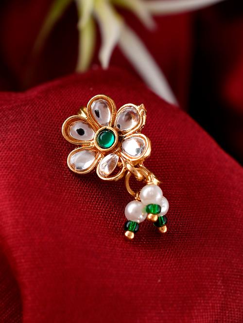 kundan flower clip on nosepin - 18372308 - Very Small Image - 1
