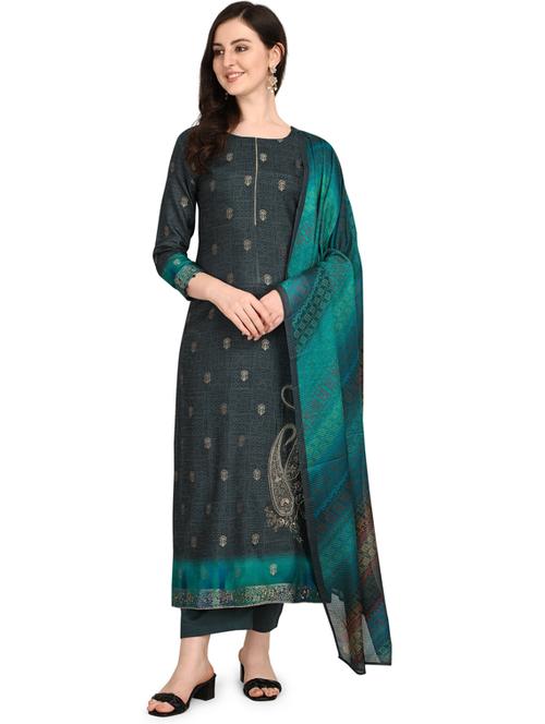 navy viscose unstitched suit - 18372589 - Very Small Image - 1