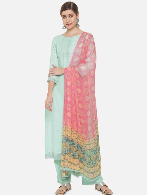 yellow cotton unstitched suit - 18372613 - Very Small Image - 1