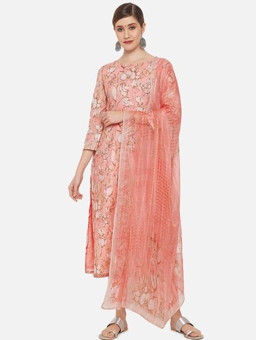yellow cotton unstitched suit - 18372627 - Very Small Image - 1