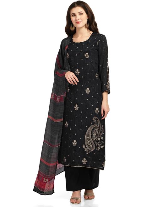 gold viscose unstitched suit - 18372641 - Very Small Image - 1