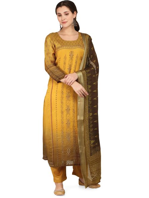 yellow viscose unstitched suit - 18372650 - Very Small Image - 1