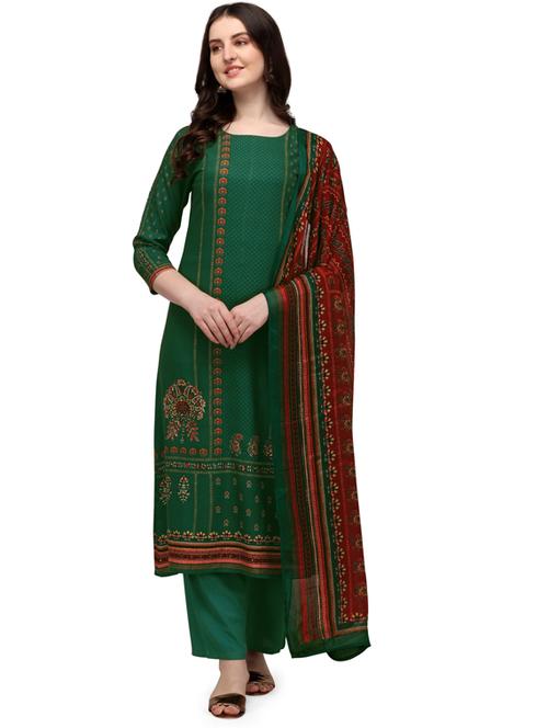 green viscose unstitched suit - 18372654 - Very Small Image - 1
