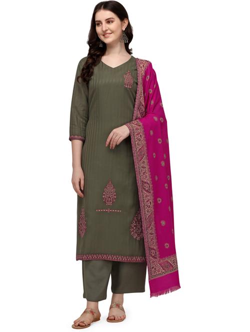 green viscose unstitched suit - 18372658 - Very Small Image - 1