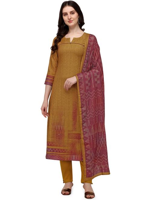 yellow viscose unstitched suit - 18372696 - Very Small Image - 1