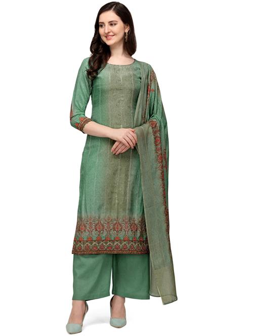 blue silk unstitched suit - 18372733 - Very Small Image - 1