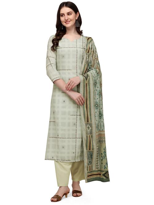 cream viscose unstitched suit - 18372766 - Very Small Image - 1