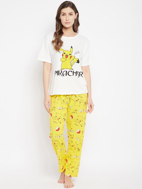 round neck graphic nightwear pajama & shorts set - 18372821 - Very Small Image - 1