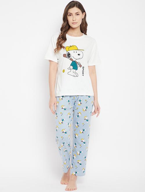 round neck graphic nightwear pajama & shorts set - 18372824 - Very Small Image - 1