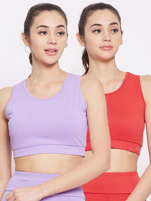 pack of 2 solid sports bra - 18373044 - Very Small Image - 1