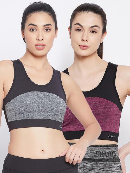 pack of 2 color block sports bra - 18373045 - Very Small Image - 1
