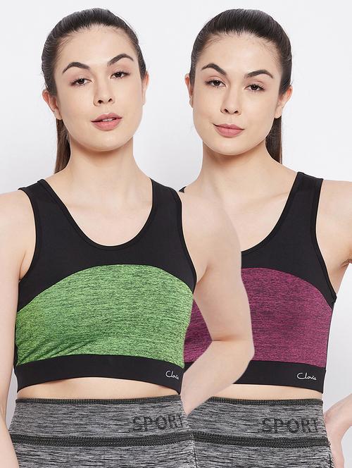 pack of 2 color block sports bra - 18373046 - Very Small Image - 1