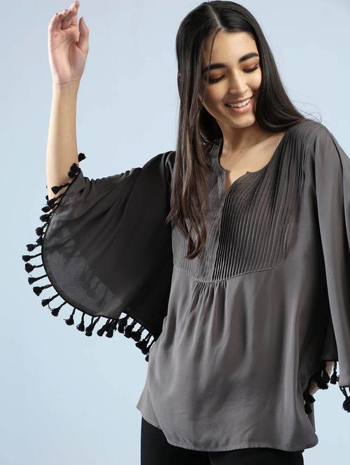 lace detail bell sleeved top - 18373128 - Very Small Image - 1