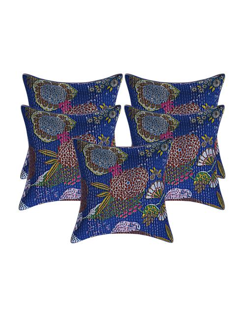 texstylehome assorted pure cotton kantha work set of 5 jaipuri cushion covers - 18373199 - Very Small Image - 1