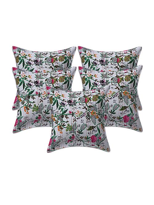 texstylehome assorted pure cotton kantha work set of 5 jaipuri cushion covers - 18373204 - Very Small Image - 1
