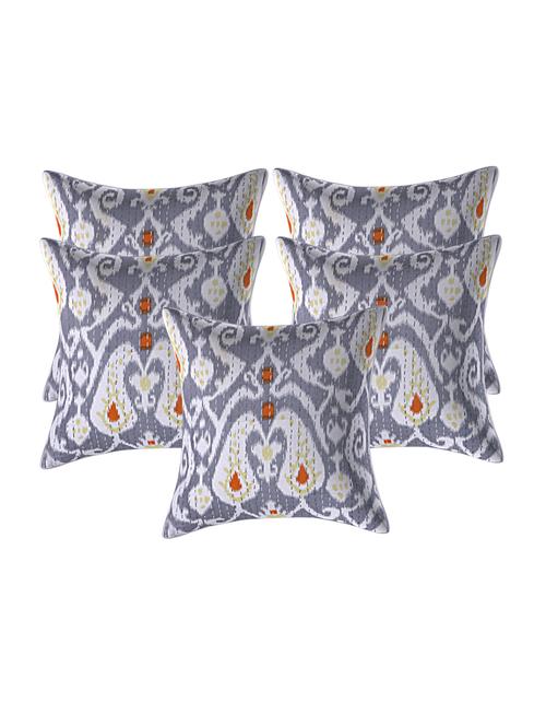 texstylehome assorted pure cotton kantha work set of 5 jaipuri cushion covers - 18373214 - Very Small Image - 1