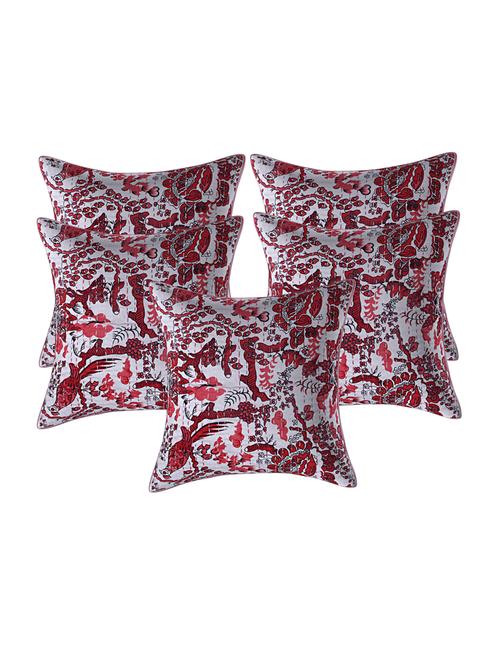 texstylehome assorted pure cotton kantha work set of 5 jaipuri cushion covers - 18373215 - Very Small Image - 1