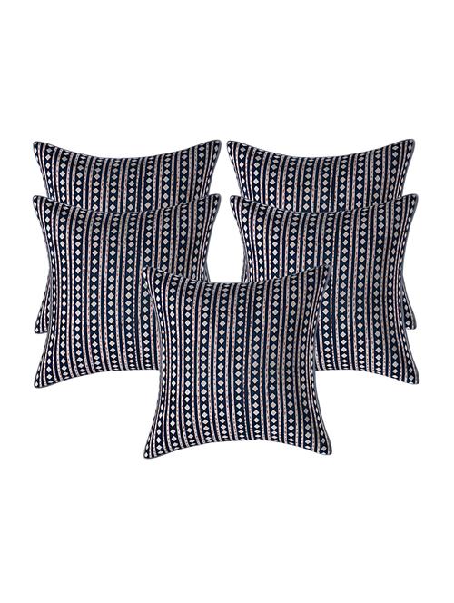texstylehome assorted pure cotton kantha work set of 5 jaipuri cushion covers - 18373218 - Very Small Image - 1