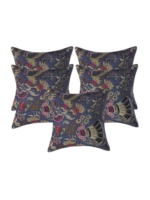 texstylehome assorted pure cotton kantha work set of 5 jaipuri cushion covers - 18373221 - Very Small Image - 1
