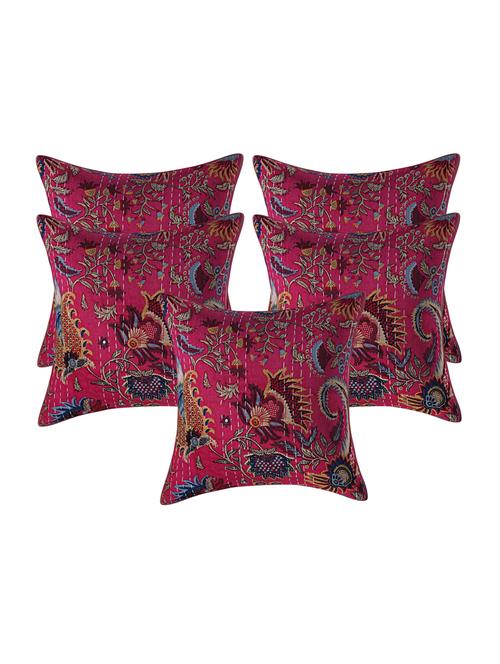 texstylehome assorted pure cotton kantha work set of 5 jaipuri cushion covers - 18373224 - Very Small Image - 1