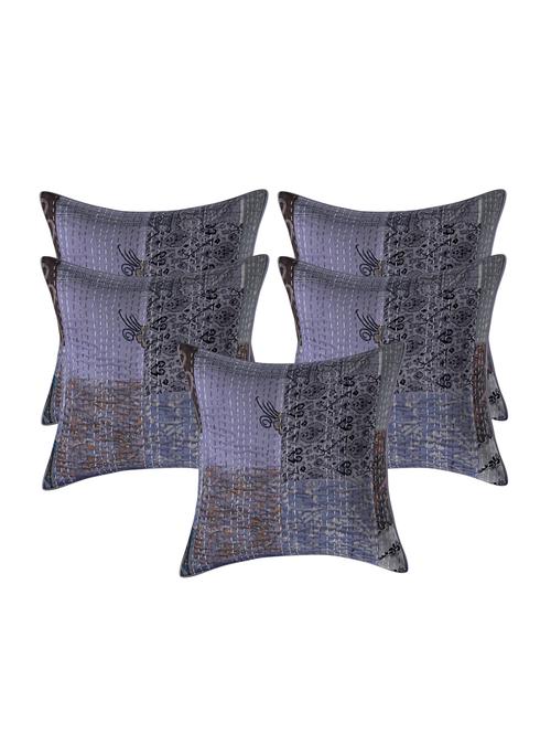 texstylehome assorted pure cotton kantha work set of 5 jaipuri cushion covers - 18373226 - Very Small Image - 1