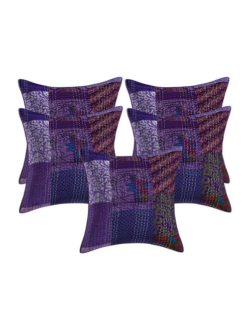 texstylehome assorted pure cotton kantha work set of 5 jaipuri cushion covers - 18373227 - Very Small Image - 1