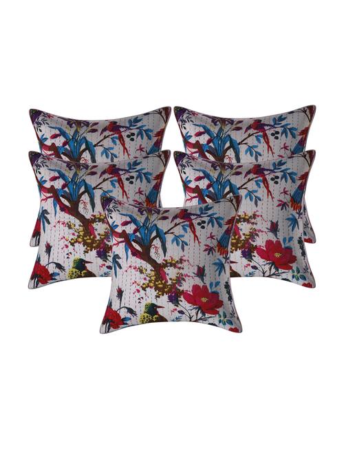 texstylehome assorted pure cotton kantha work set of 5 jaipuri cushion covers - 18373237 - Very Small Image - 1