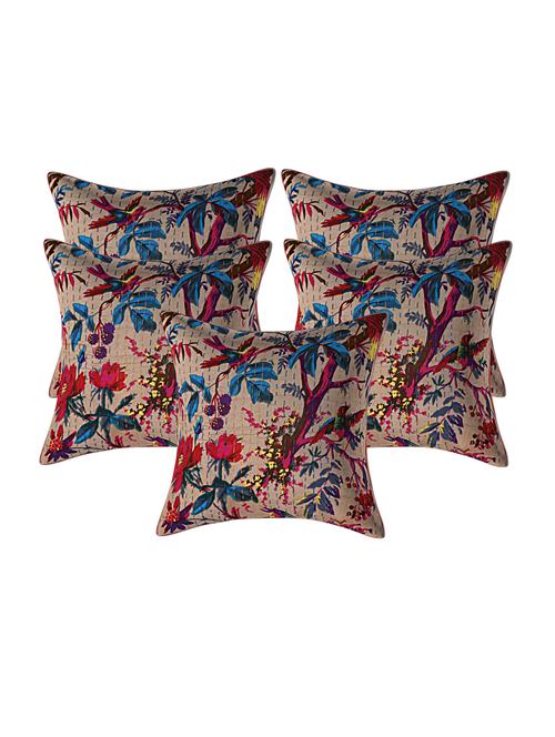 texstylehome assorted pure cotton kantha work set of 5 jaipuri cushion covers - 18373238 - Very Small Image - 1