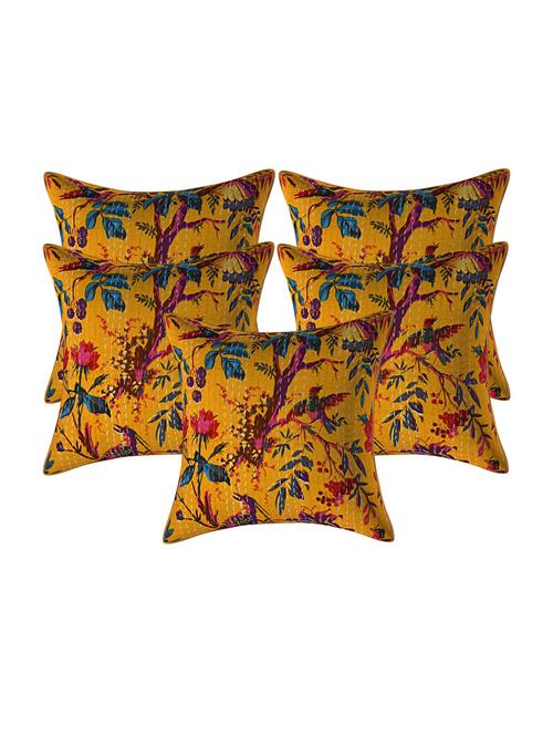 texstylehome assorted pure cotton kantha work set of 5 jaipuri cushion covers - 18373239 - Very Small Image - 1