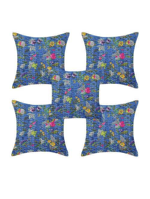 texstylehome assorted pure cotton kantha work set of 5 jaipuri cushion covers - 18373255 - Very Small Image - 1