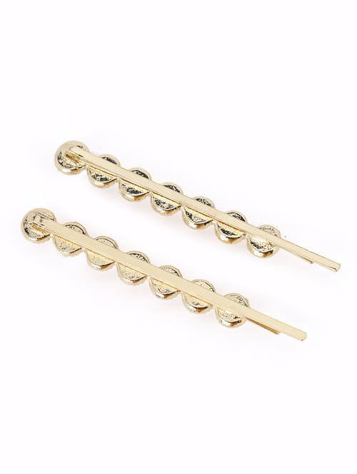 set of 2 gold-plated off-white beaded handcrafted hair clips - 18373291 - Very Small Image - 1
