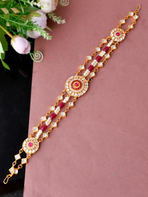 red brass maang teekas & passa - 18373763 - Very Small Image - 1