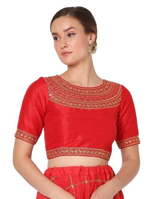 red silk embroidered blouse - 18374603 - Very Small Image - 1