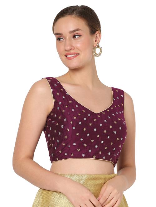 purple raw silk embroidered blouse - 18374615 - Very Small Image - 1