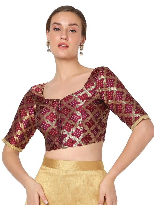 red cotton blend printed blouse - 18374619 - Very Small Image - 1