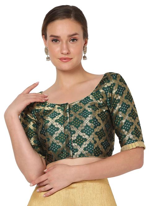 green cotton blend printed blouse - 18374620 - Very Small Image - 1