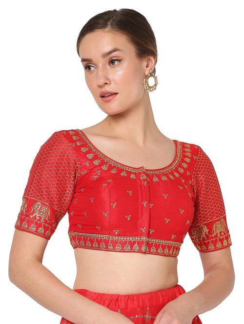 red silk embroidered blouse - 18374627 - Very Small Image - 1