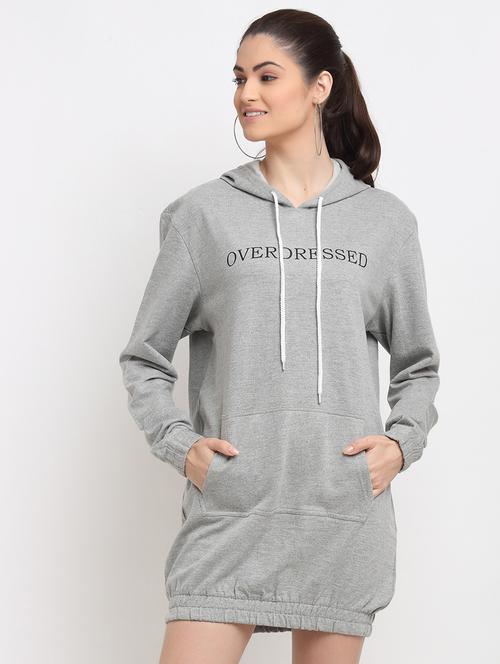 hooded neck graphic t-shirt dress - 18375436 - Very Small Image - 1