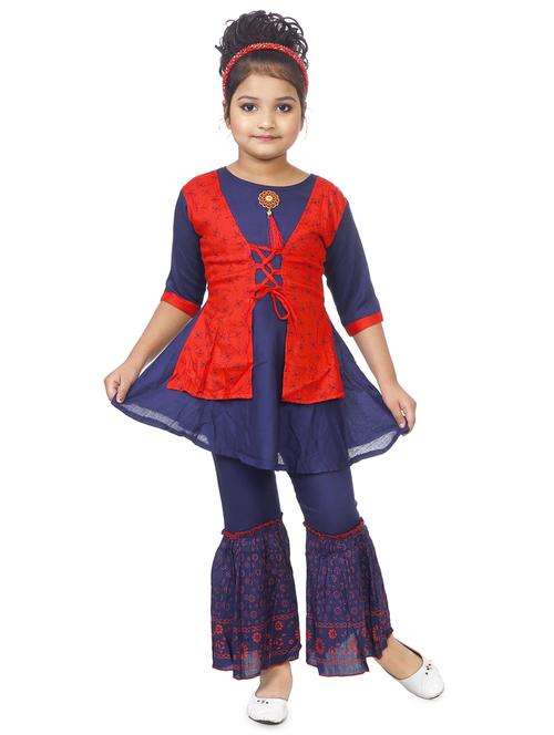 navy blue printed sharara set - 18375569 - Very Small Image - 1