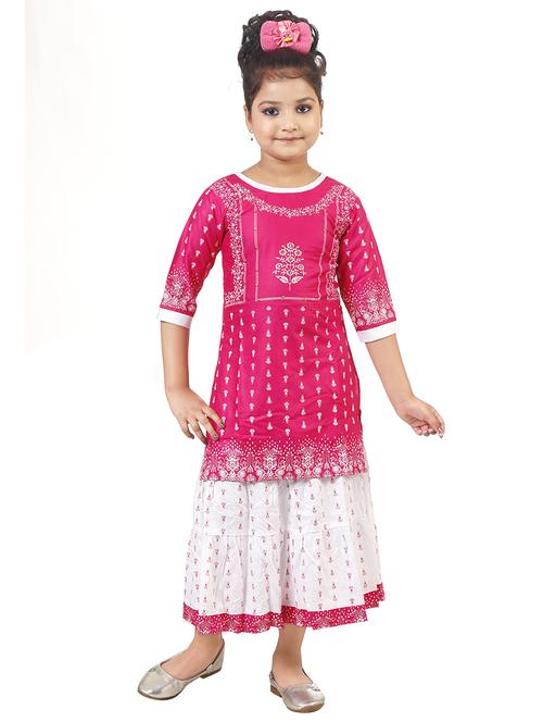 pink printed kurta skirt set - 18375667 - Very Small Image - 1