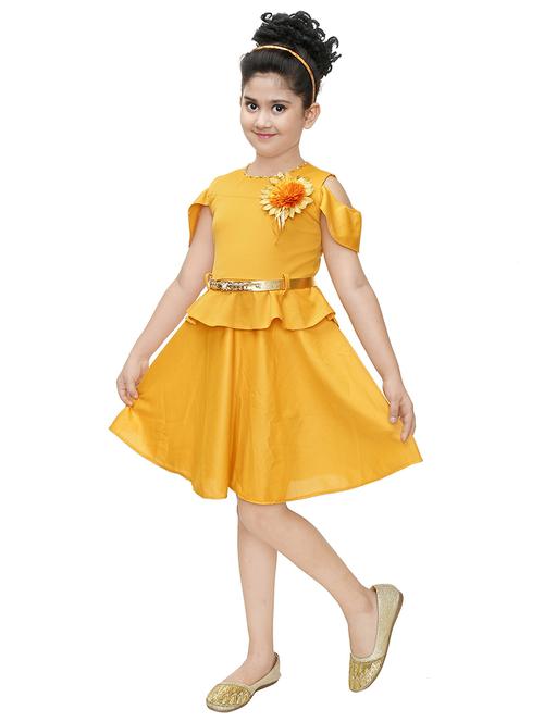 yellow solid frock - 18375725 - Very Small Image - 1
